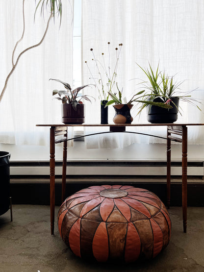 Vintage Leather Pouf