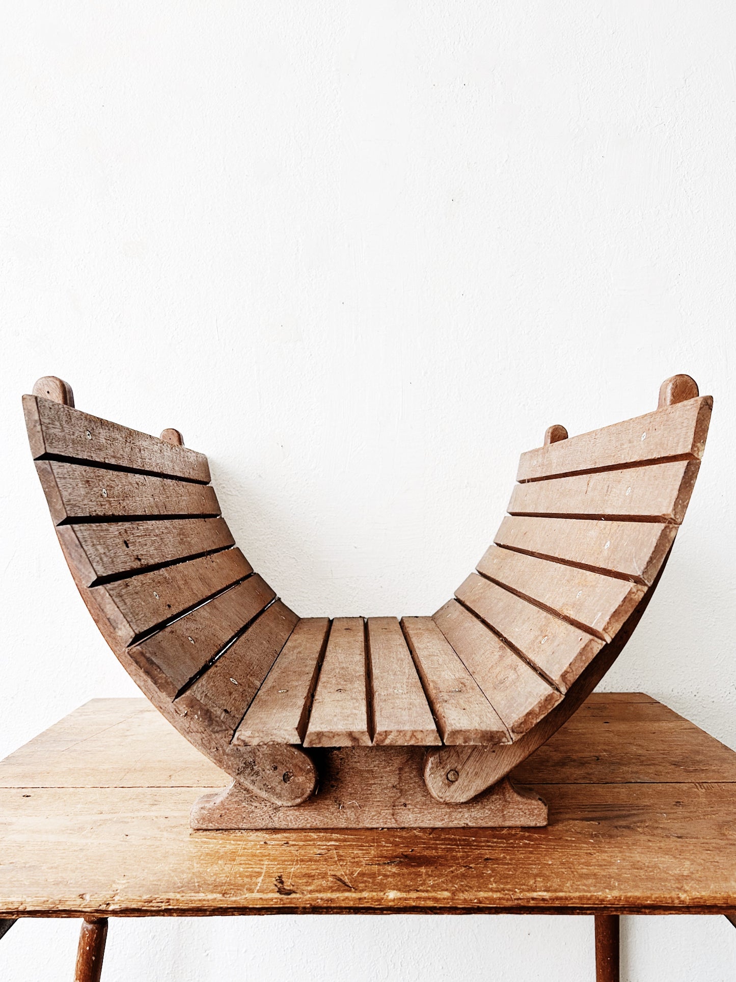 Large Vtg Wood Log Holder
