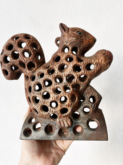 Rare Japanese Vintage Cast Iron Squirrel Garden Lantern