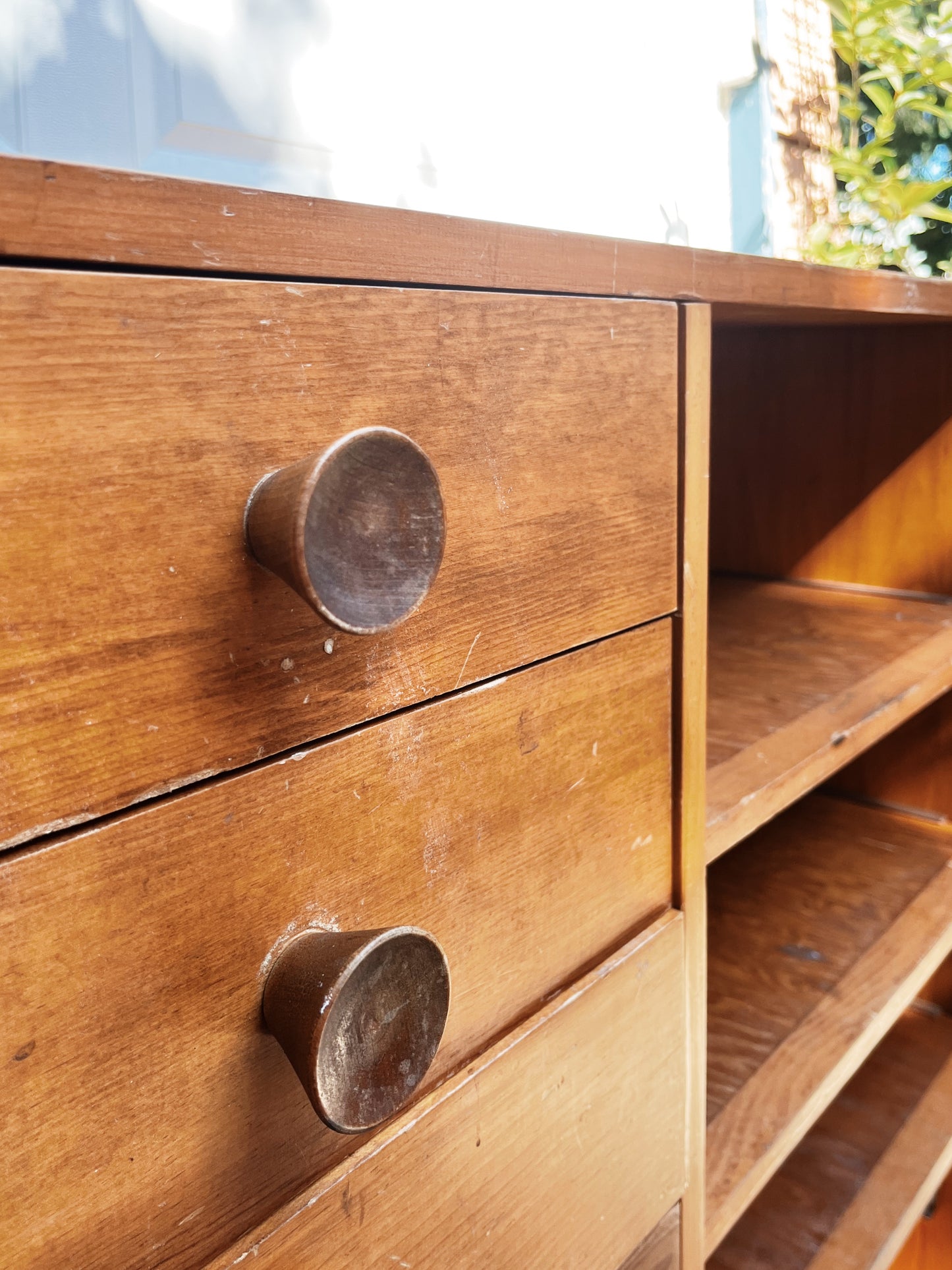 Handmade Rolling Shelf with Drawers