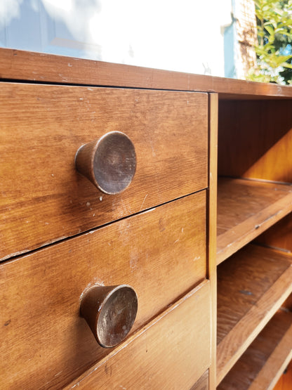 Handmade Rolling Shelf with Drawers