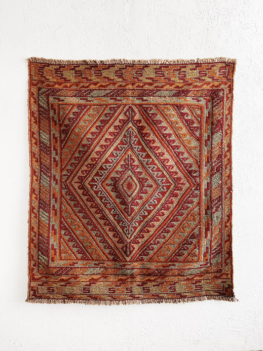 Antique Turkish Embroidered Wool Rug