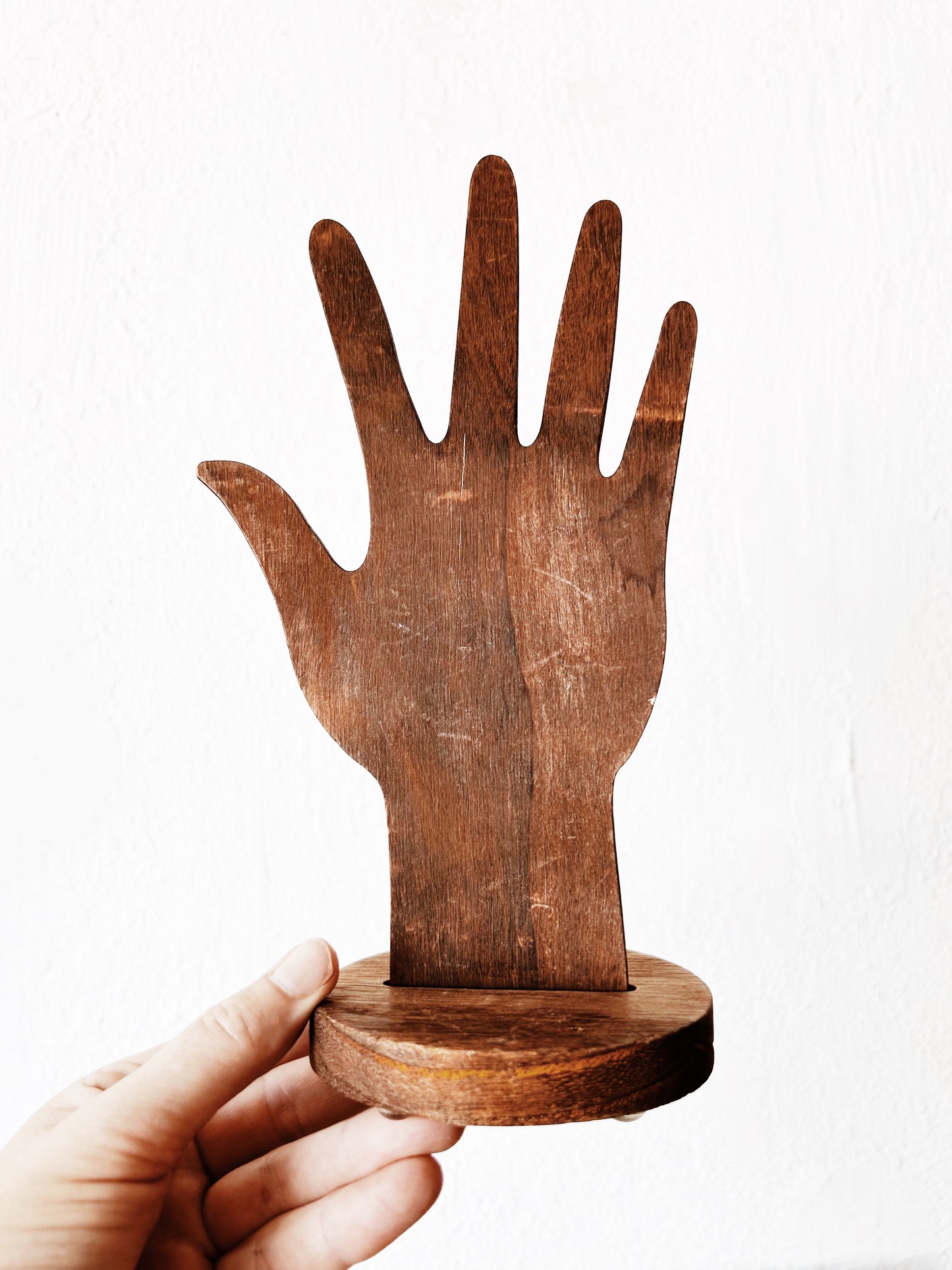 Handmade Folk Art Hand with Stand