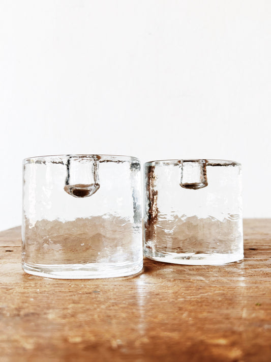 Vintage Blenko Chunky Glass Candleholders