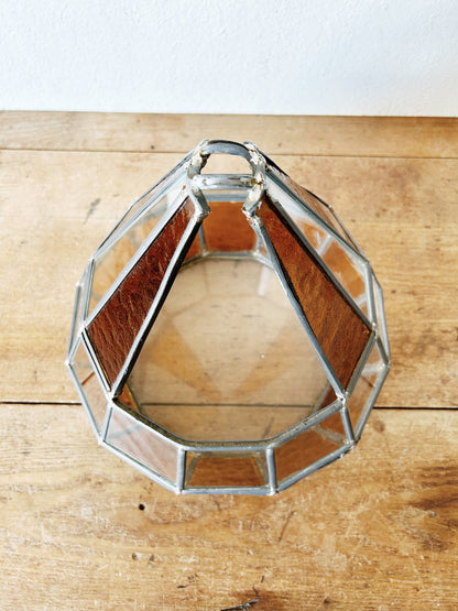 Vintage Leaded Stained Glass Terrarium
