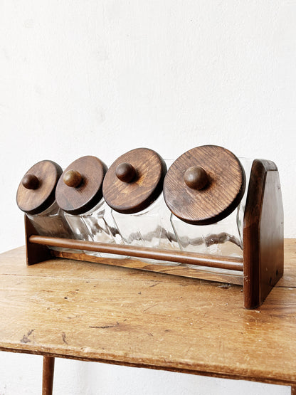 1970’s Glass Canister Set With Rack