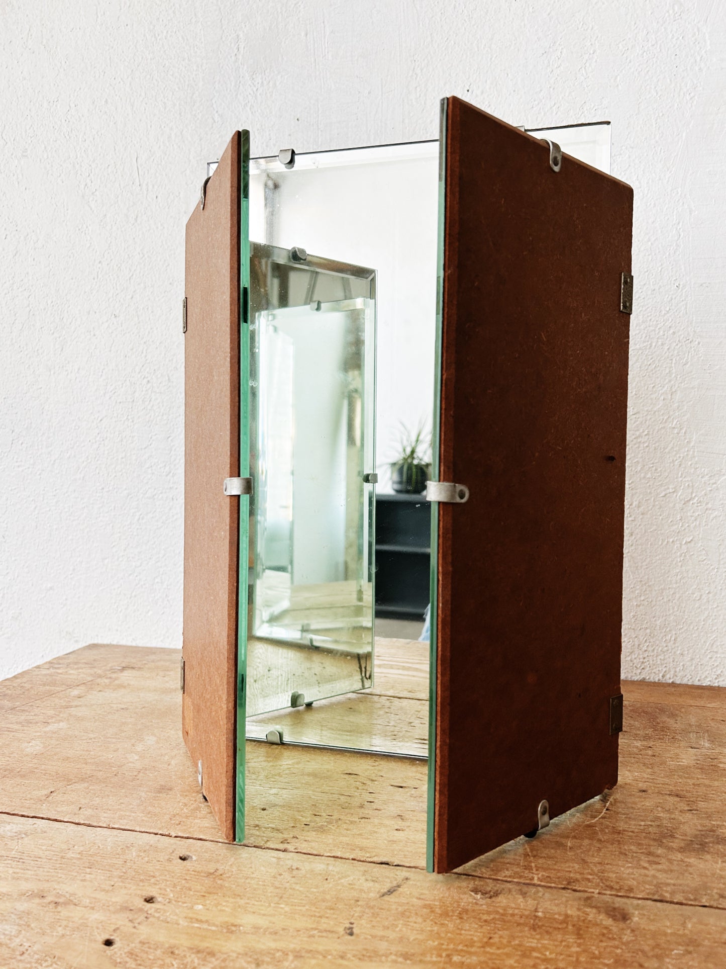 Antique Triple Hinged Beveled Mirror