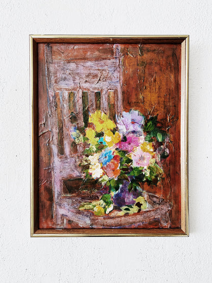 Framed Posies Painting 1979