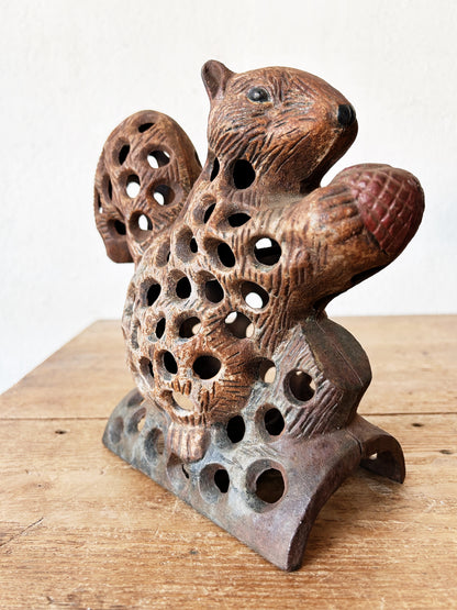 Rare Japanese Vintage Cast Iron Squirrel Garden Lantern