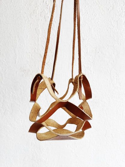 Handmade Leather Plant Holder and Pot