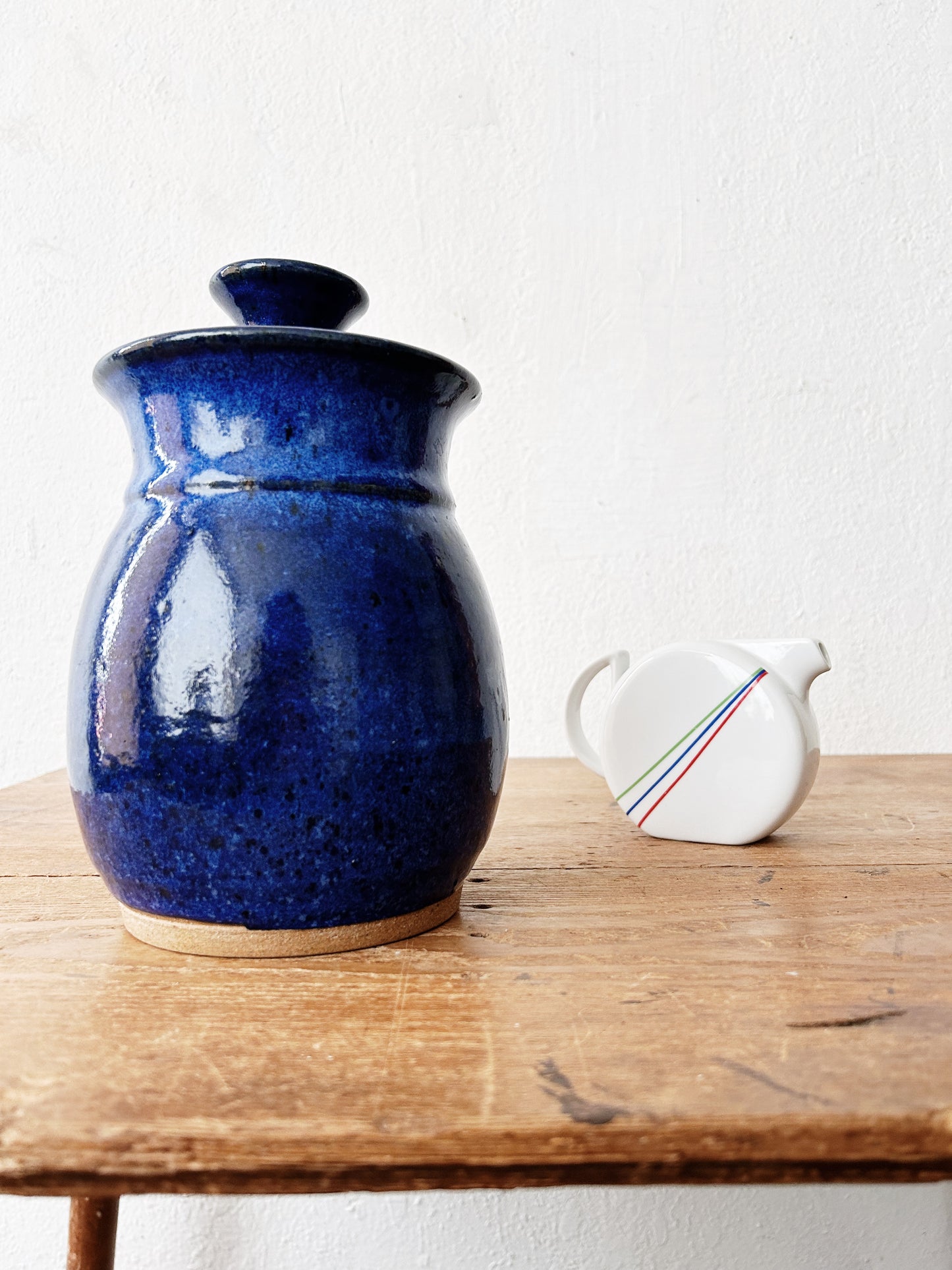Vtg Cobalt Studio Pottery Canister