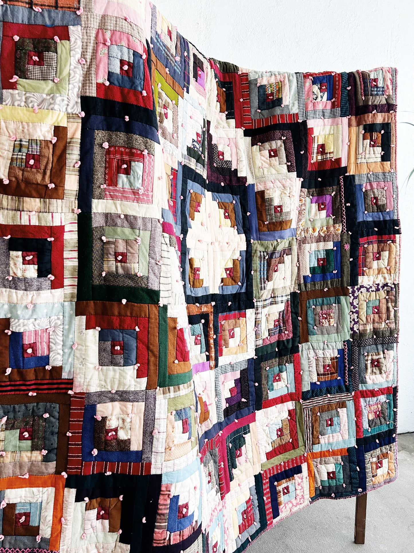 Antique Hand Sewn Log Cabin Quilt