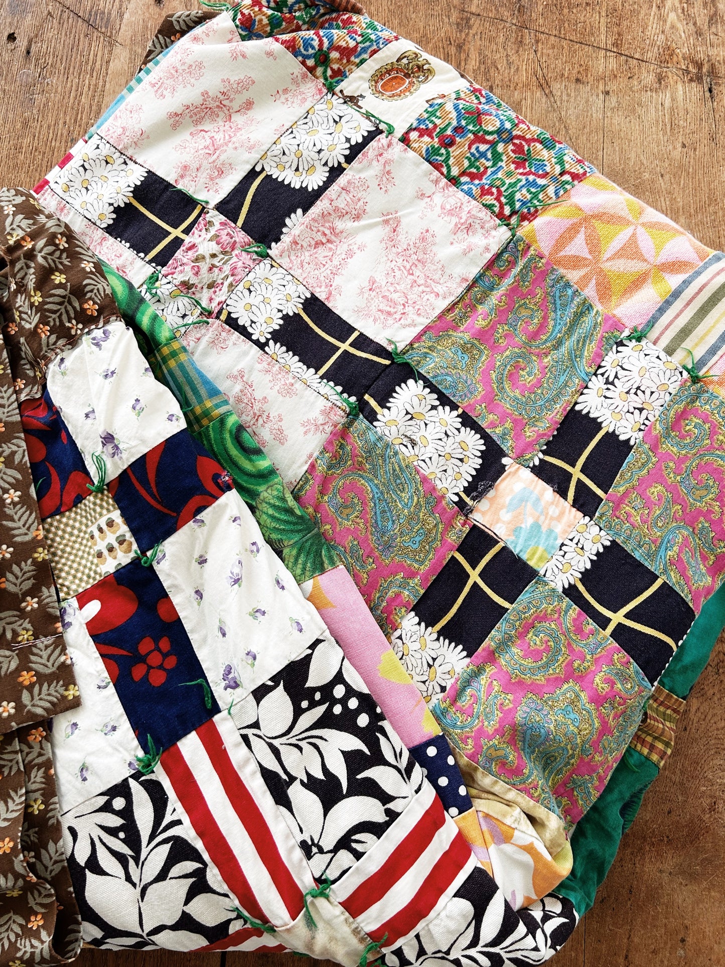Vintage Hand Sewn Cotton Patchwork Quilt