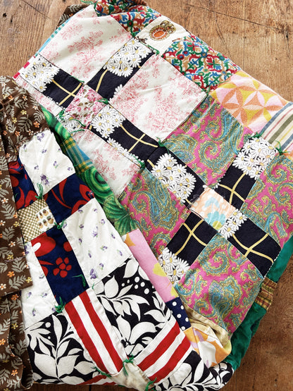 Vintage Hand Sewn Cotton Patchwork Quilt