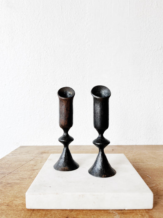 Vintage Primitive Iron Candlesticks