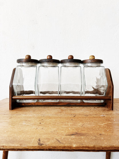 1970’s Glass Canister Set With Rack