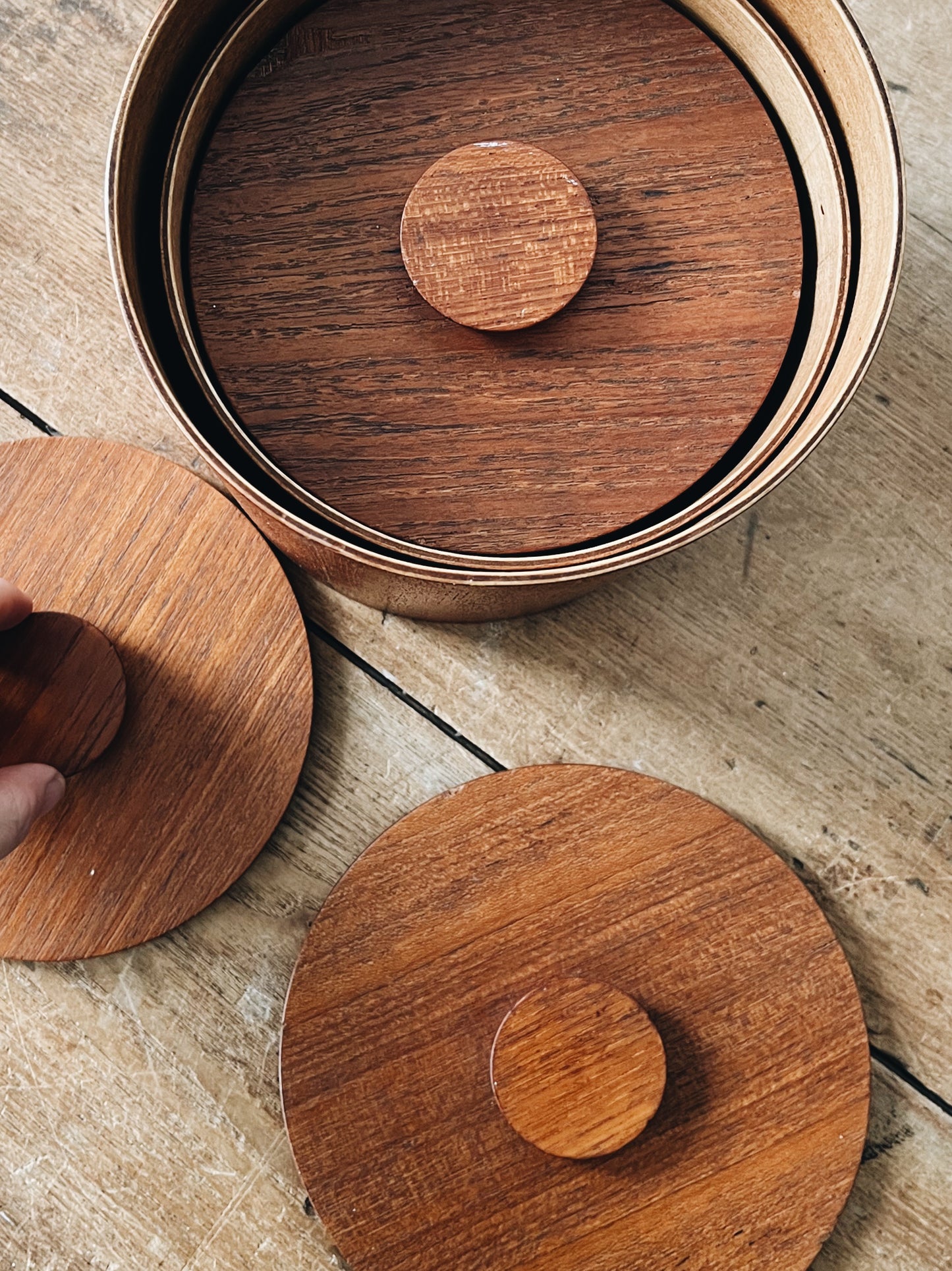 Mid Century Wood Canister Set