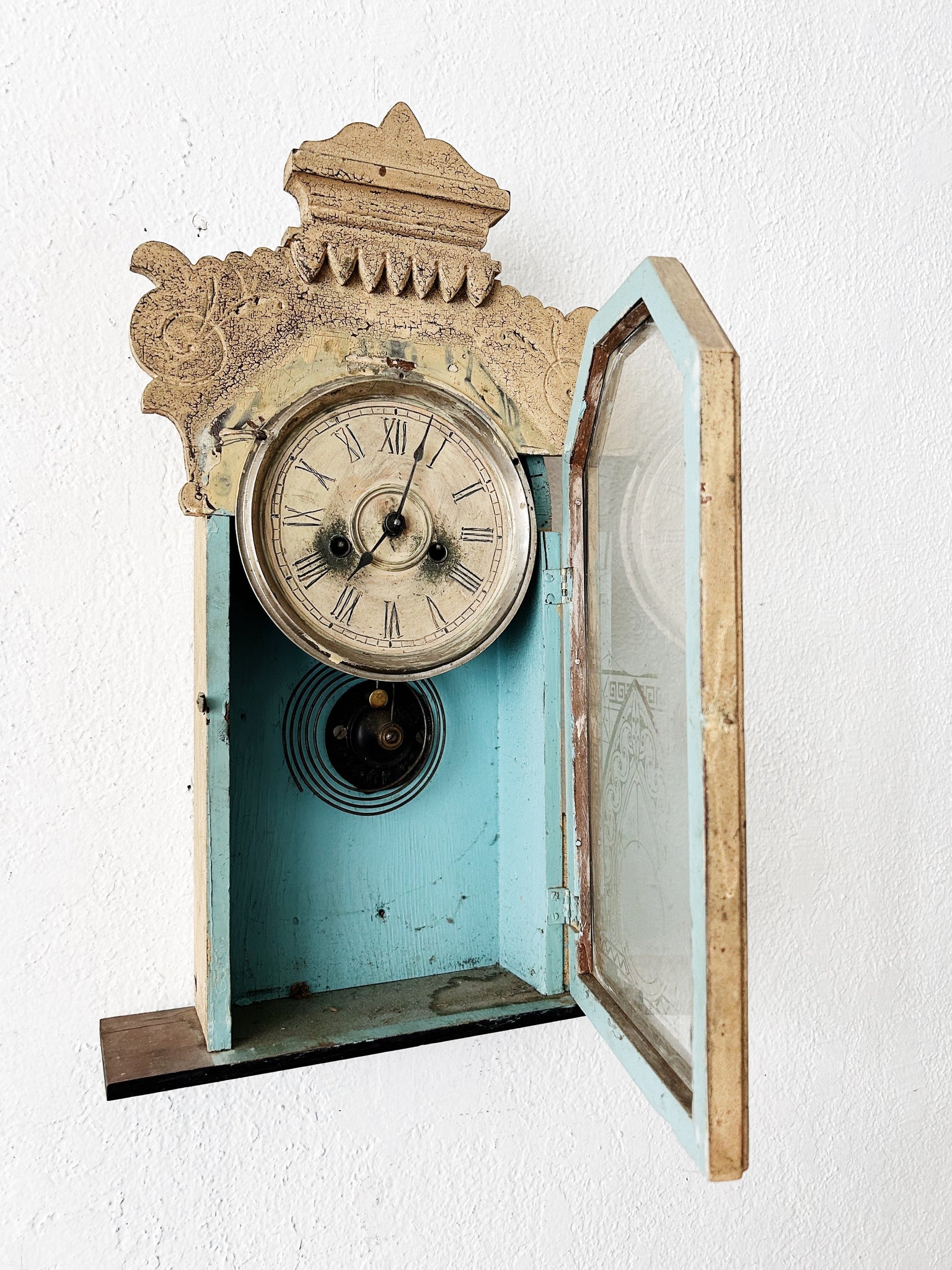 Antique Clock Box Assemblage Art