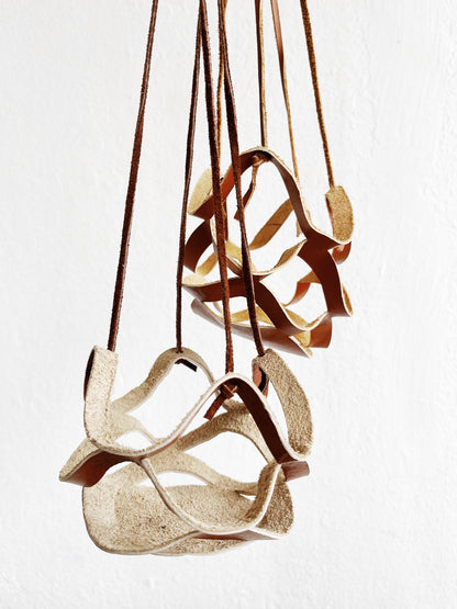 Handmade Leather Plant Holder and Pot