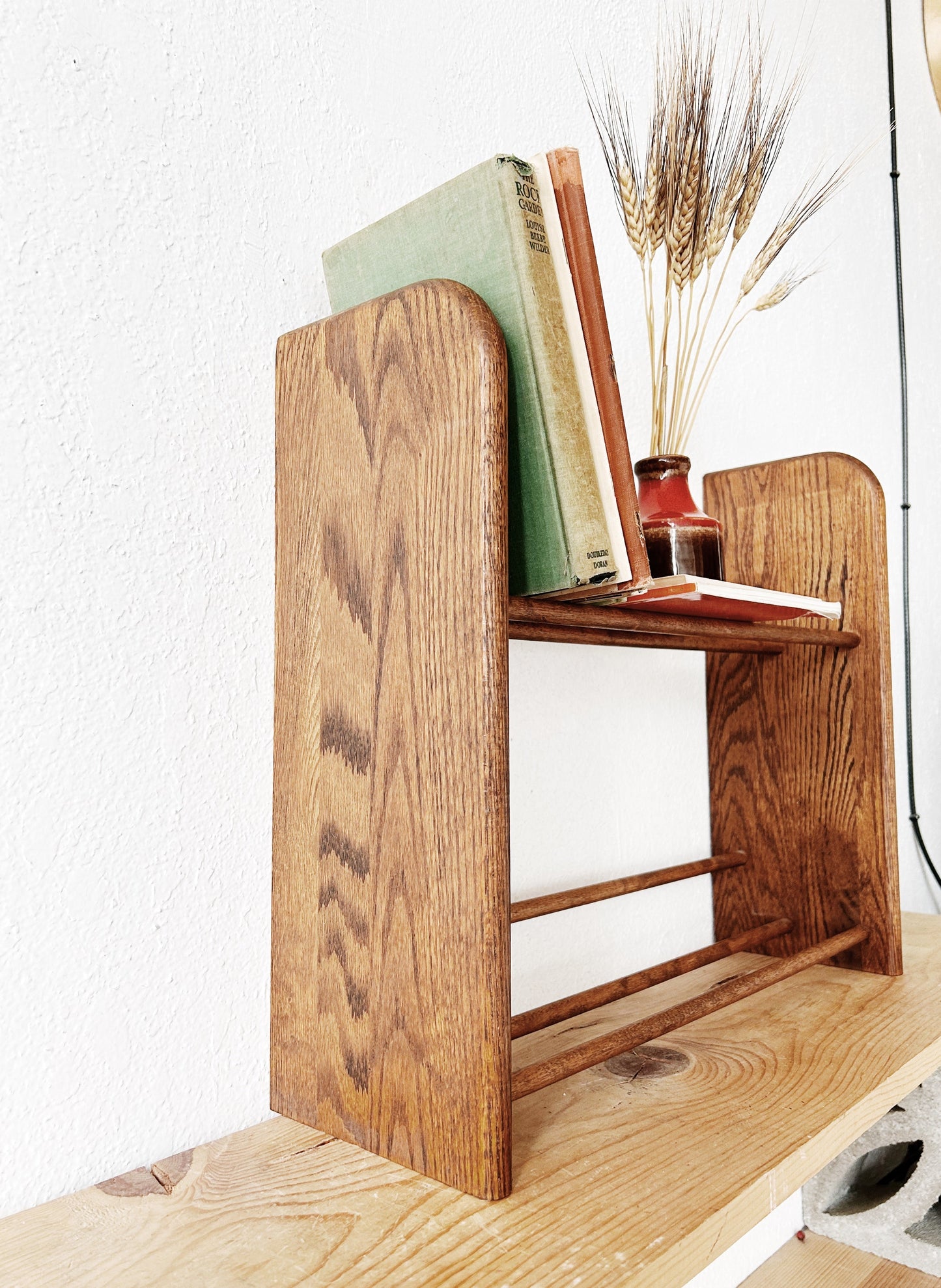 Vintage Wood Book Rack/ Hanging Shelf