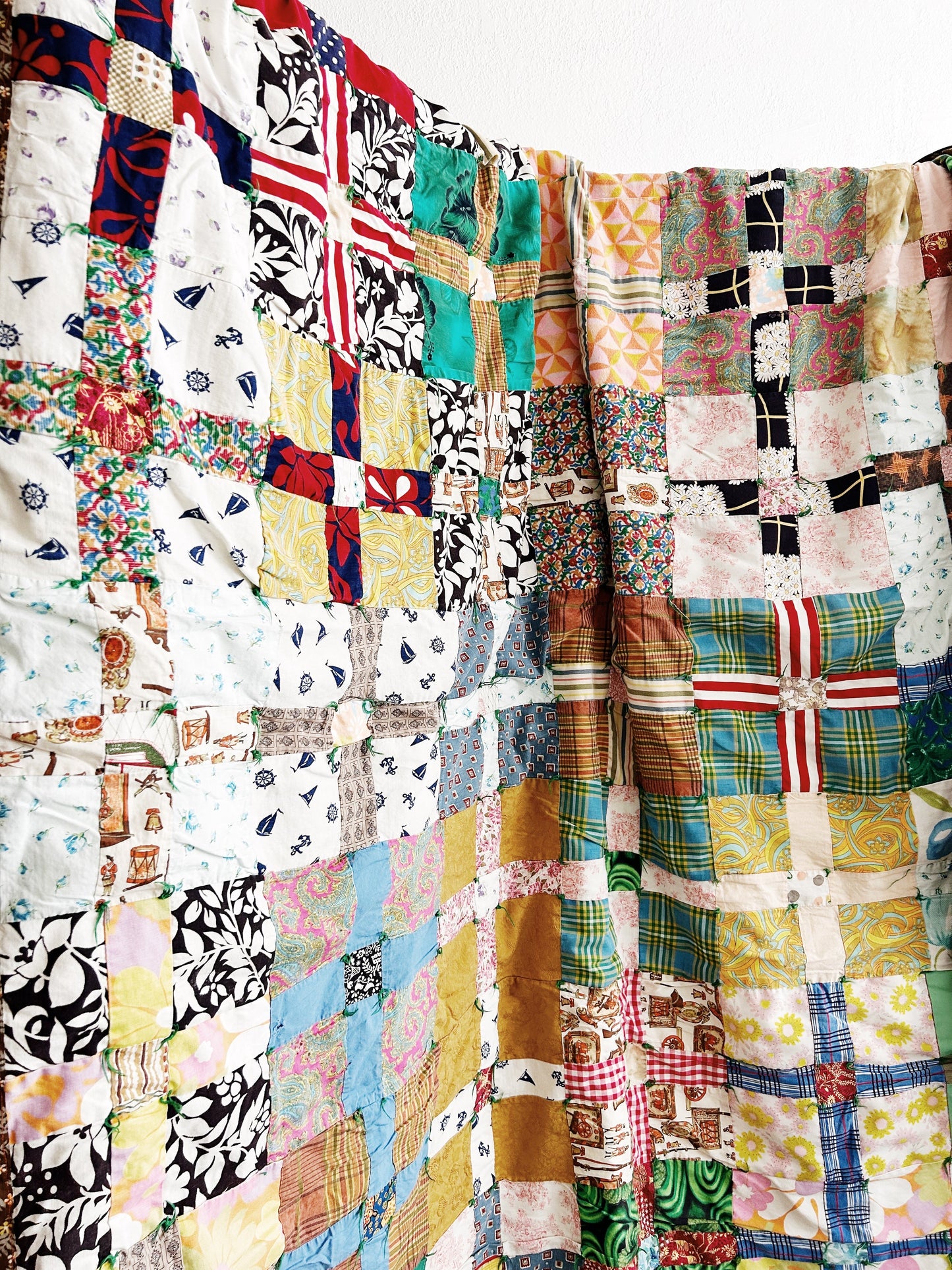 Vintage Hand Sewn Cotton Patchwork Quilt