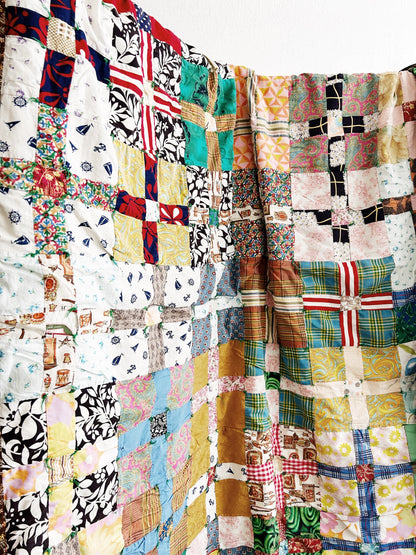 Vintage Hand Sewn Cotton Patchwork Quilt