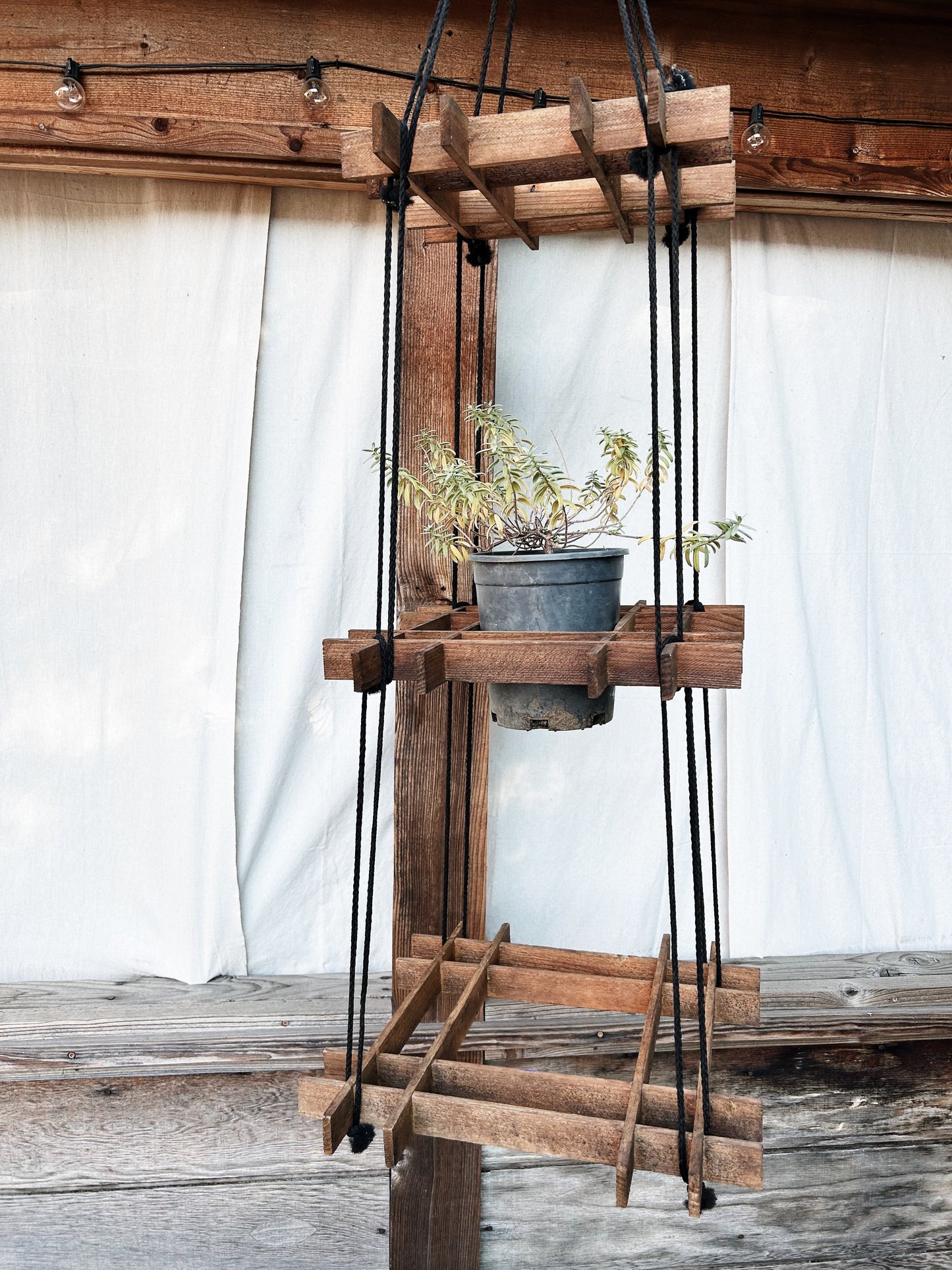 wooden post plant hanger Vintage Grid Plant Hanger – Maven Collective