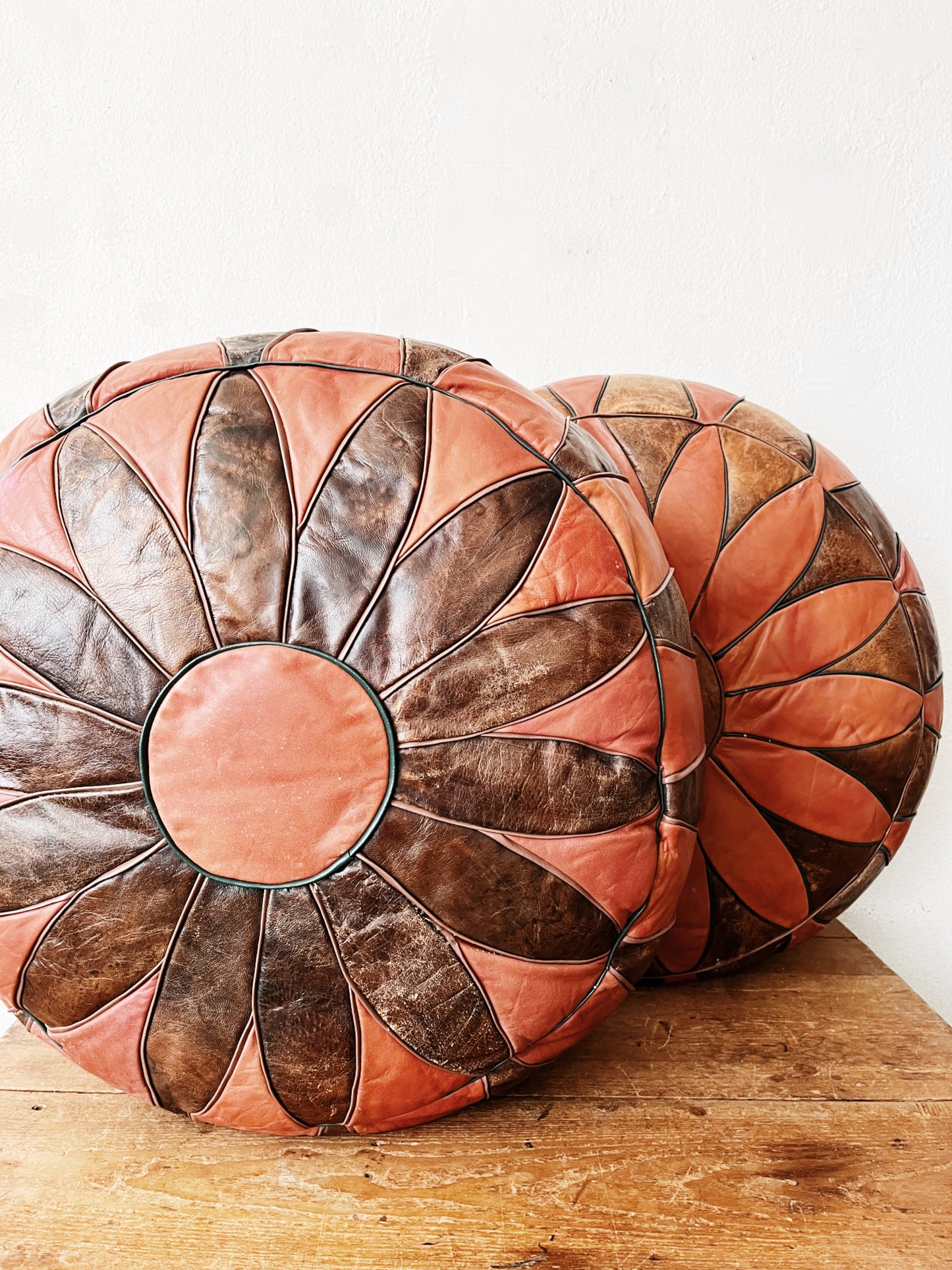 Vintage Leather Pouf
