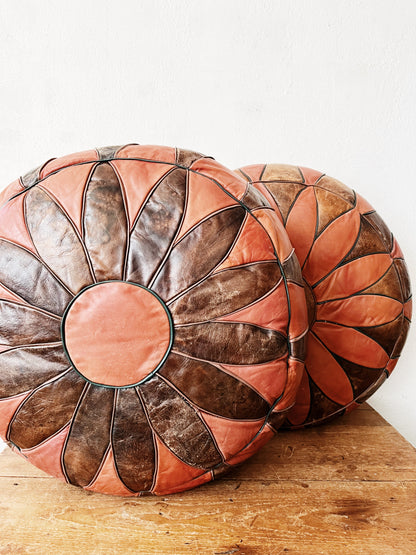 Vintage Leather Pouf