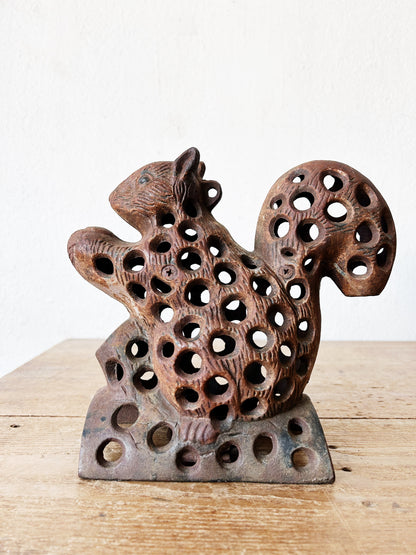 Rare Japanese Vintage Cast Iron Squirrel Garden Lantern