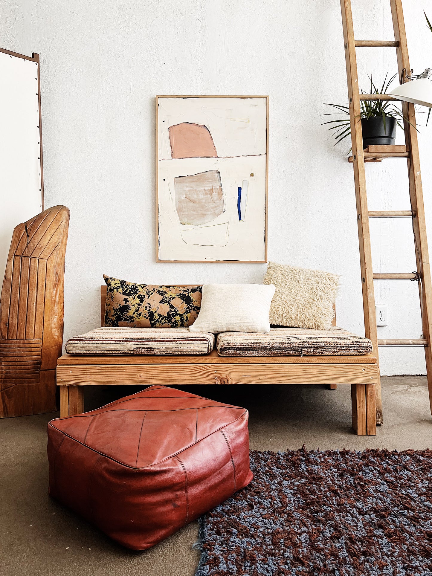 Vintage Naugahyde Ottoman / Pouf