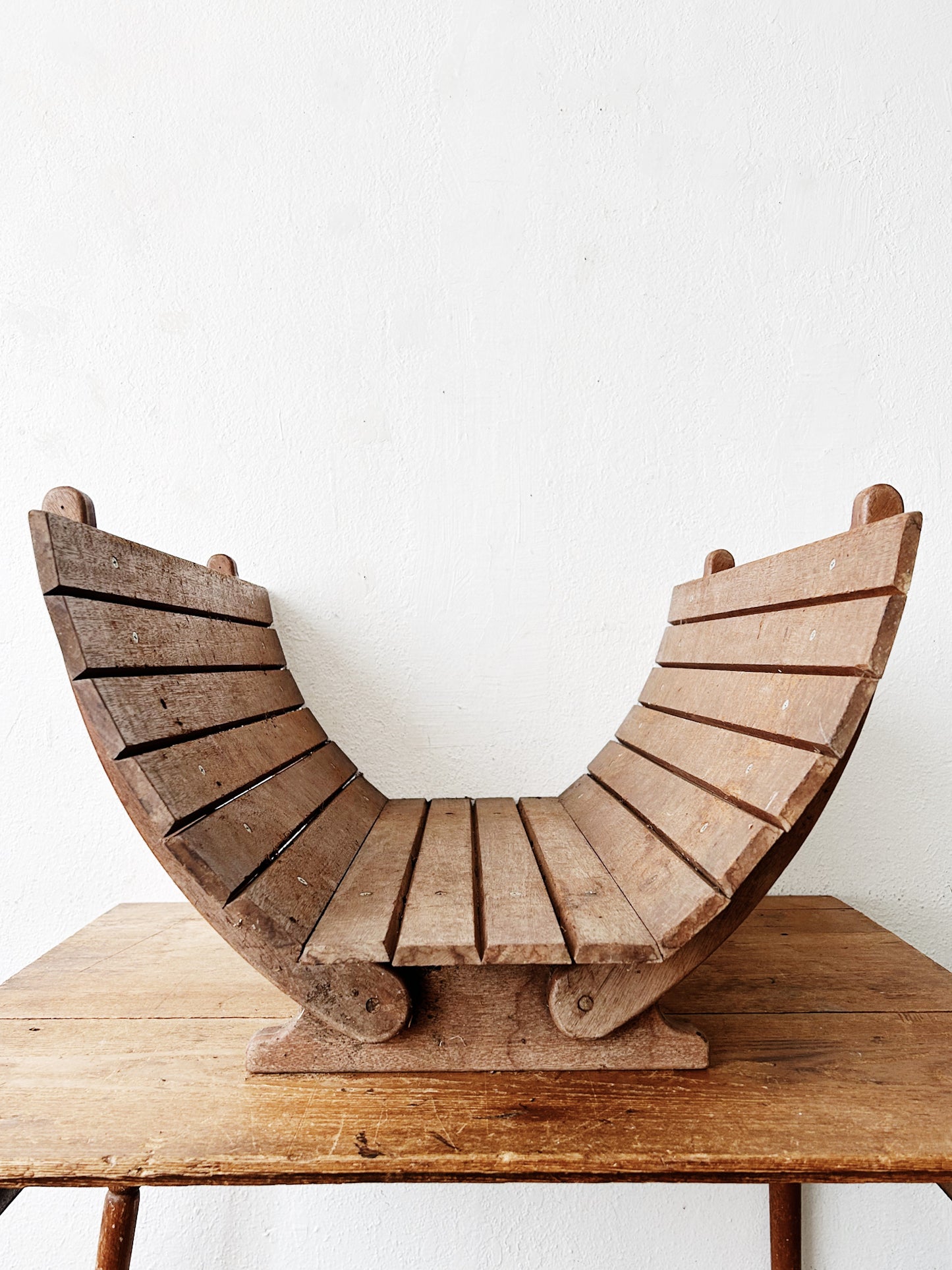 Large Vtg Wood Log Holder