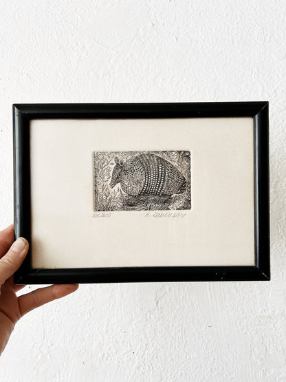 Vtg Original Armadillo Etching