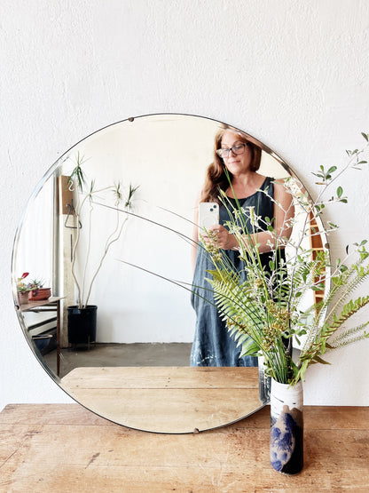 Vintage Round Industrial Edge Mirror