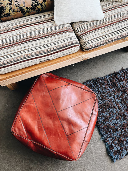 Vintage Naugahyde Ottoman / Pouf