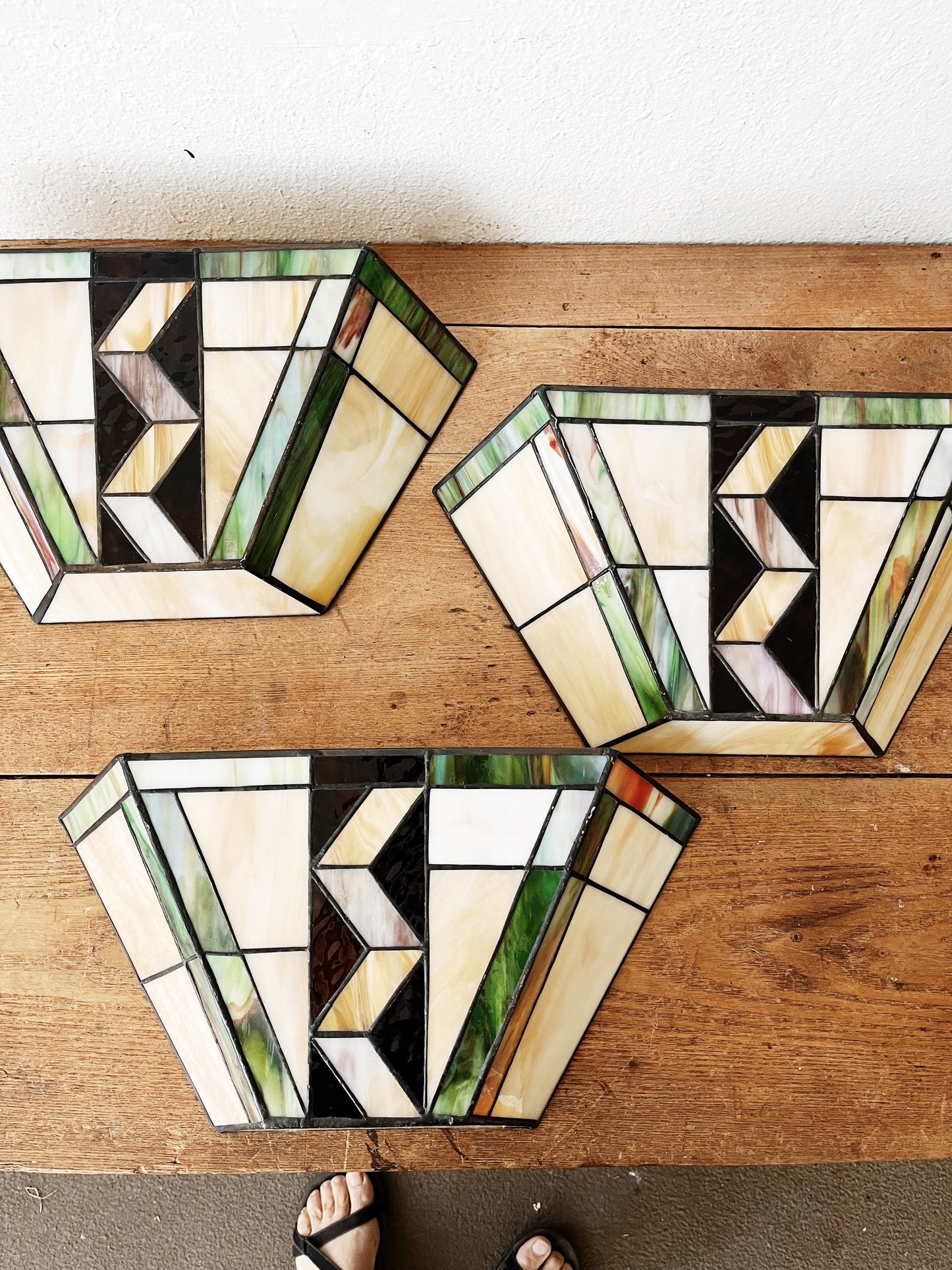 Vintage Stained Glass Electrified Sconce