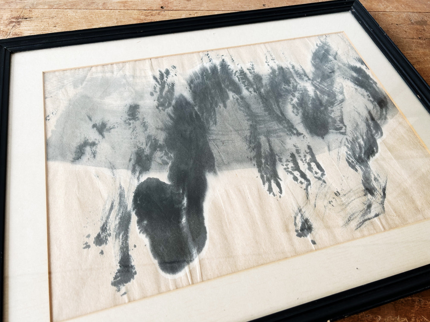 Antique Framed Sumi Painting