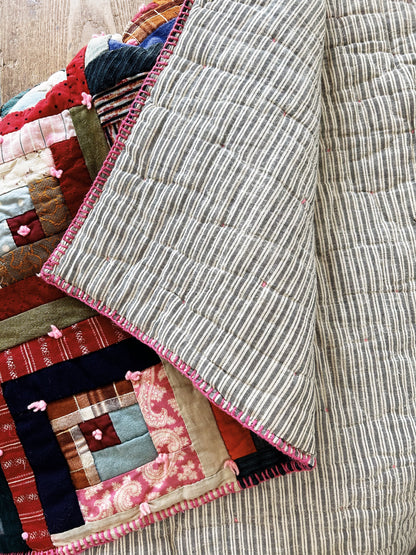 Antique Hand Sewn Log Cabin Quilt