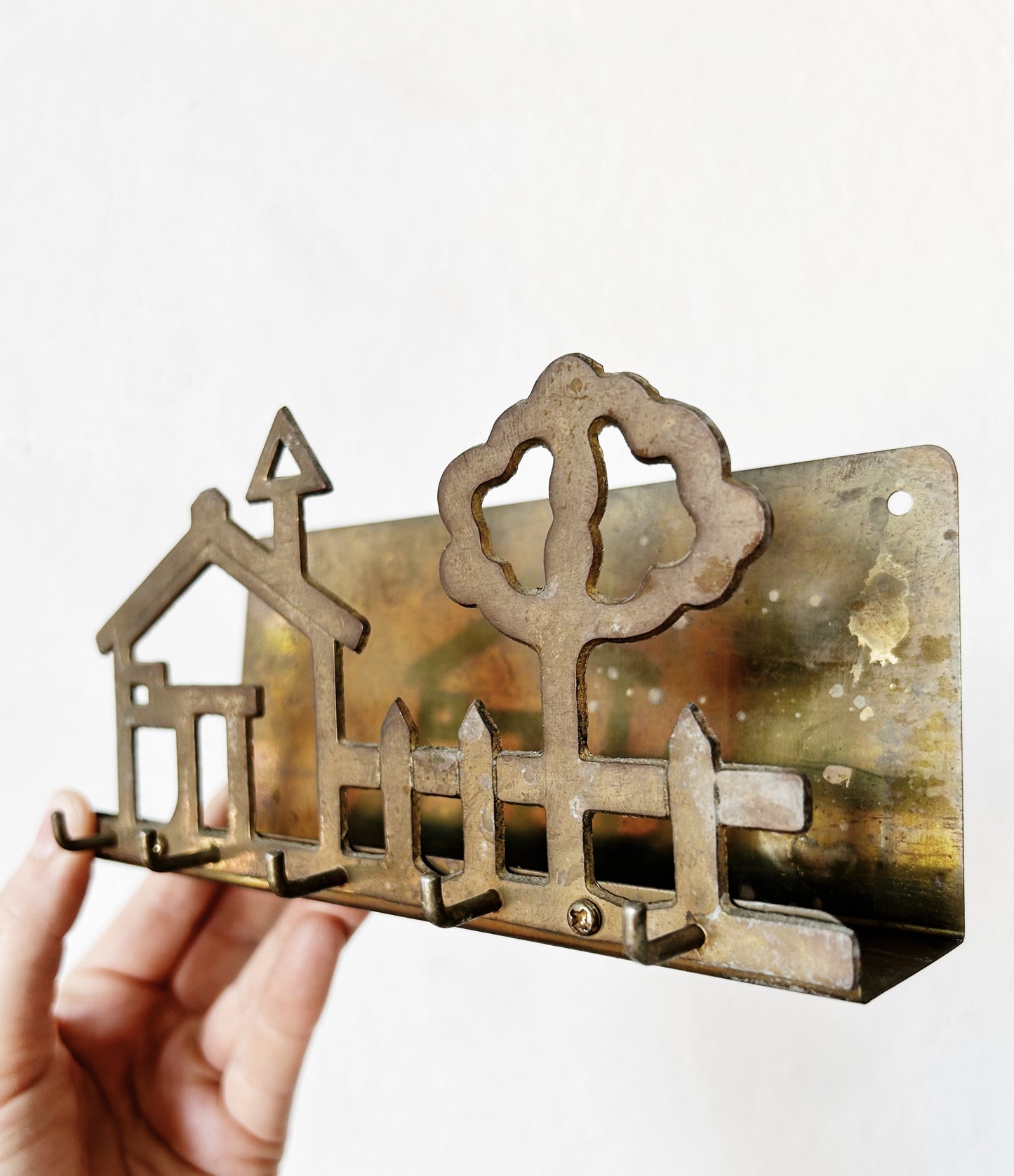 Vintage Brass Key/Mail Holder