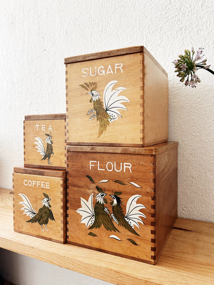 Vintage Wood Canister Set Japan