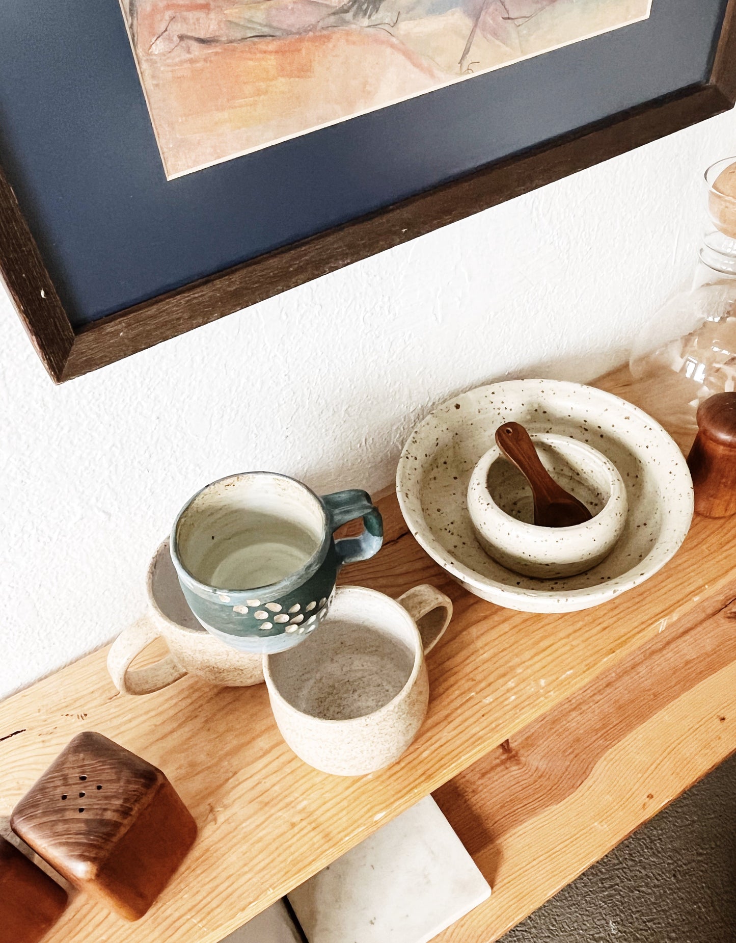 Handmade Stoneware Salt Cellar and Scoop