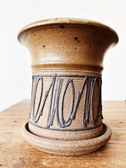 Vintage Stoneware Plant Pot with Tray