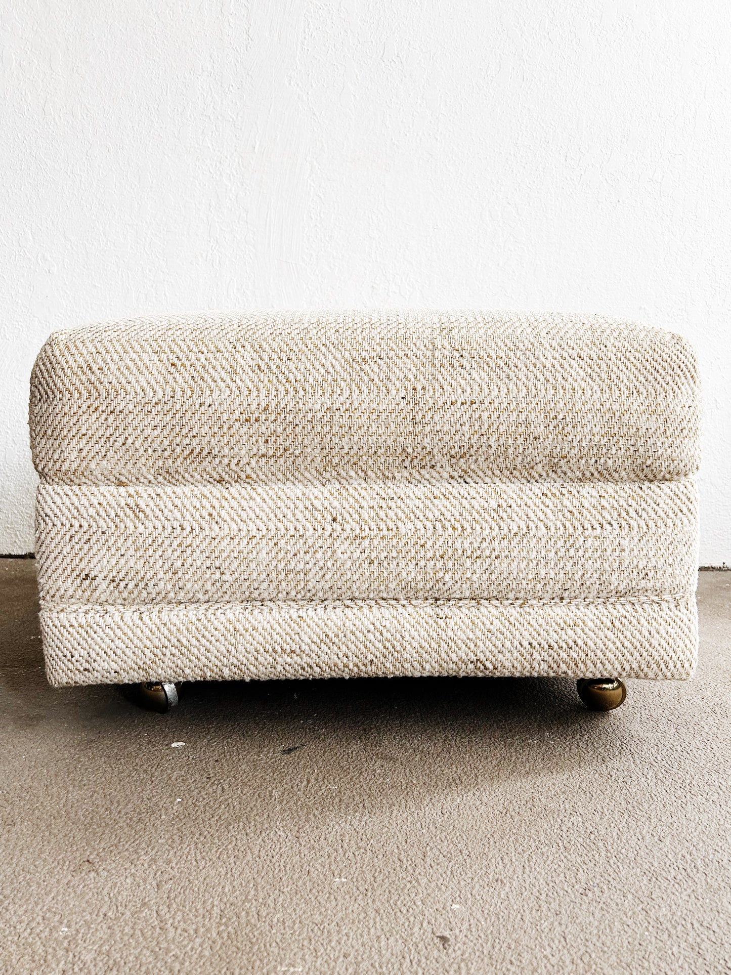 Vintage Upholstered Ottoman on Wheels