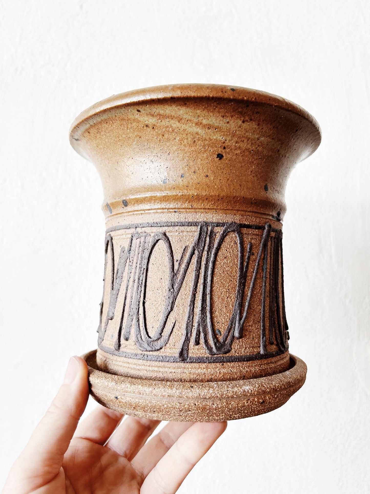 Vintage Stoneware Plant Pot with Tray