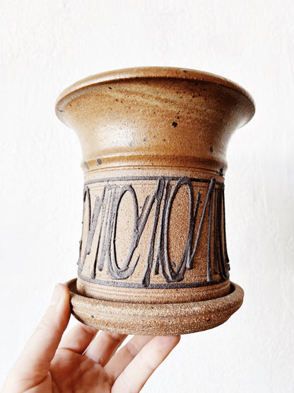 Vintage Stoneware Plant Pot with Tray