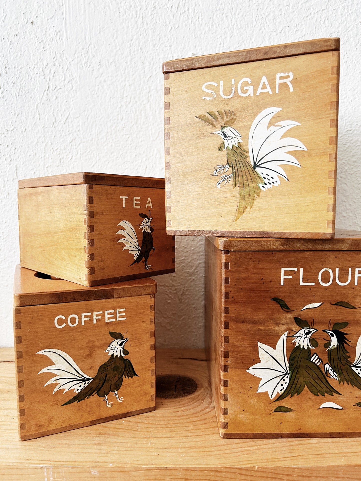 Vintage Wood Canister Set Japan