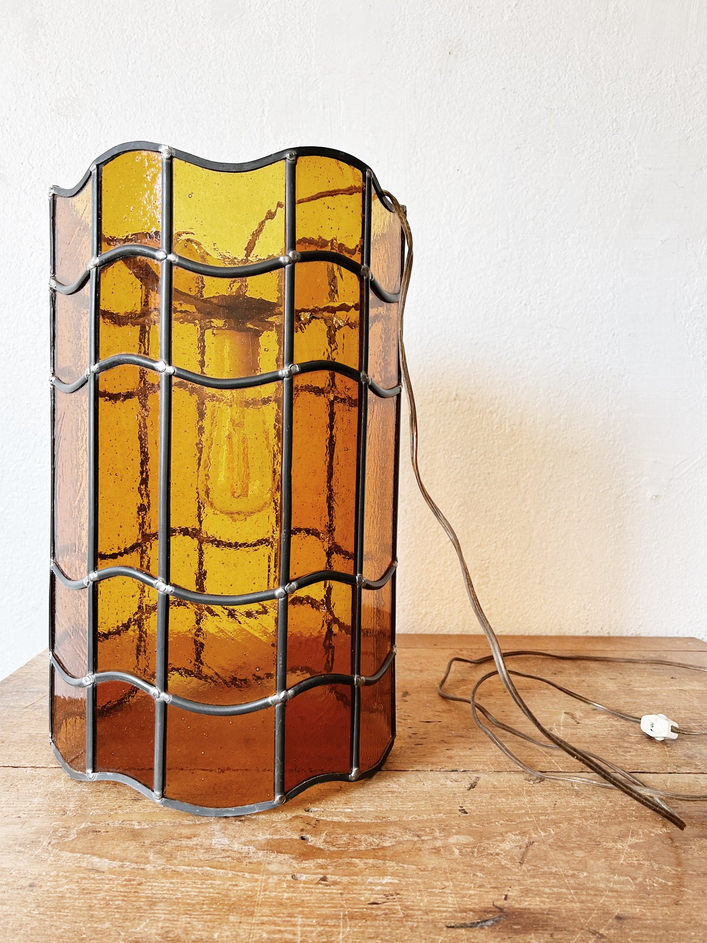 Large Vintage Stained Glass Light