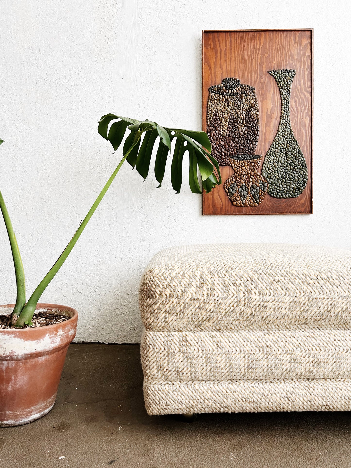 Vintage Upholstered Ottoman on Wheels