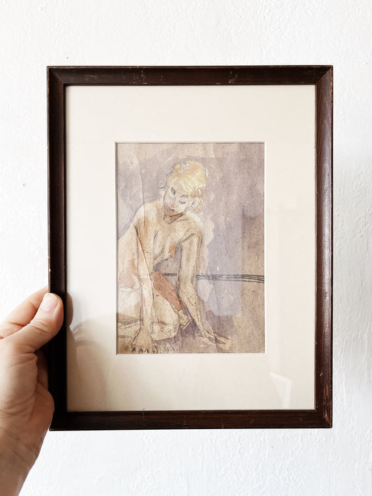 Vintage Original Figural Watercolor
