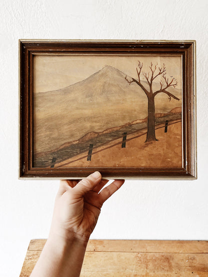 Vintage Naive Watercolor Painting